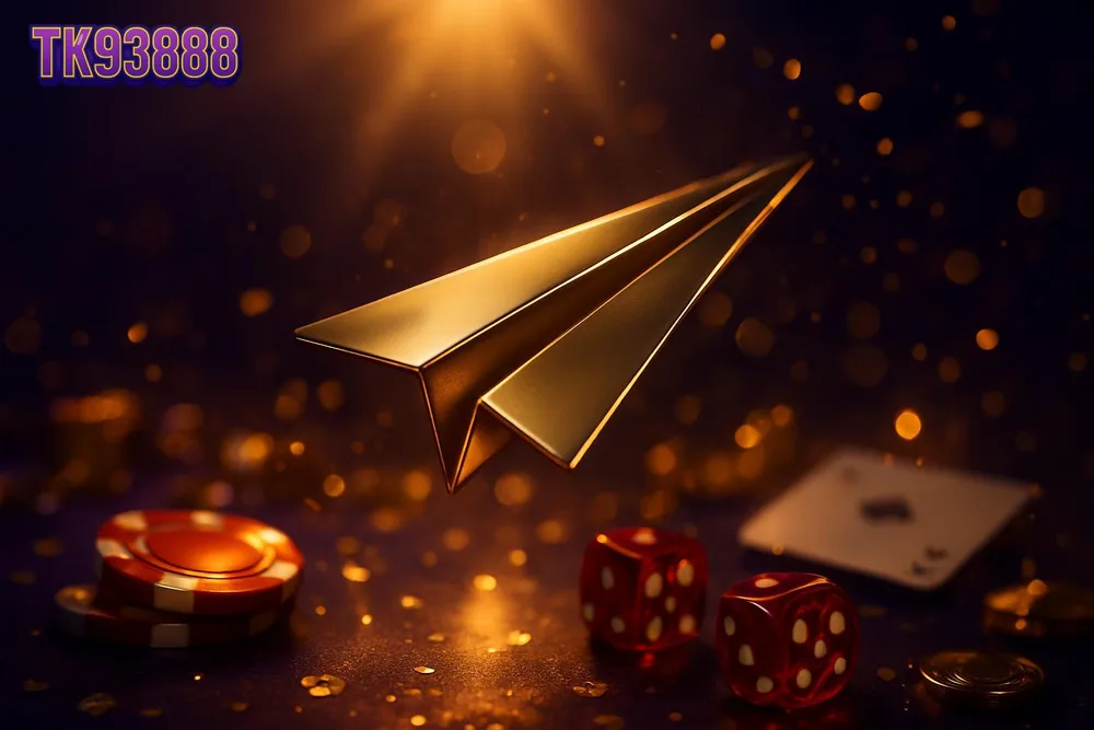 TK93888 app โ golden paper plane soaring through dramatic spotlight TK93888 app โ golden paper plane soaring through dramatic spotlight