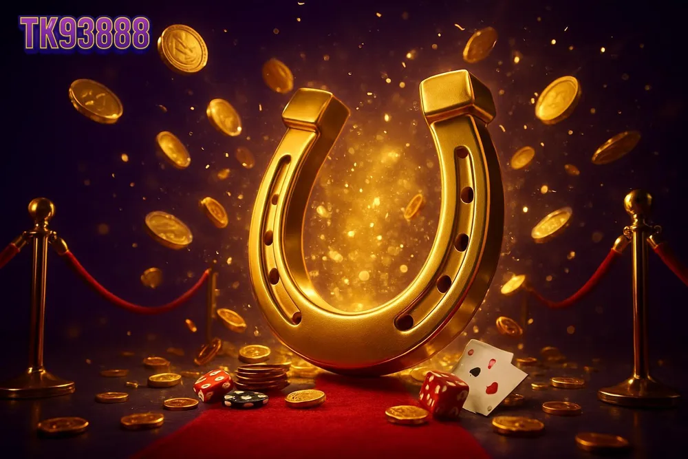 TK93888 Aviator game โ golden horseshoe standing amid bursting gold coins TK93888 Aviator game โ golden horseshoe standing amid bursting gold coins
