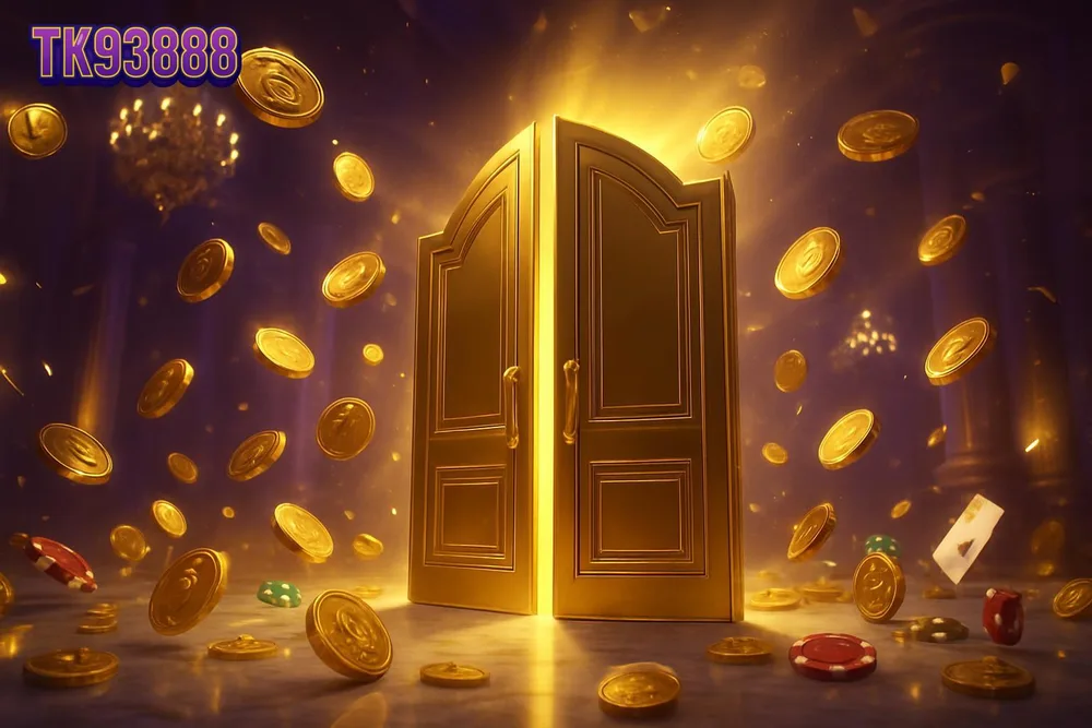 TK93888 online casino Bangladesh โ golden doors opening in a marble casino hall with coins TK93888 online casino Bangladesh โ golden doors opening in a marble casino hall with coins